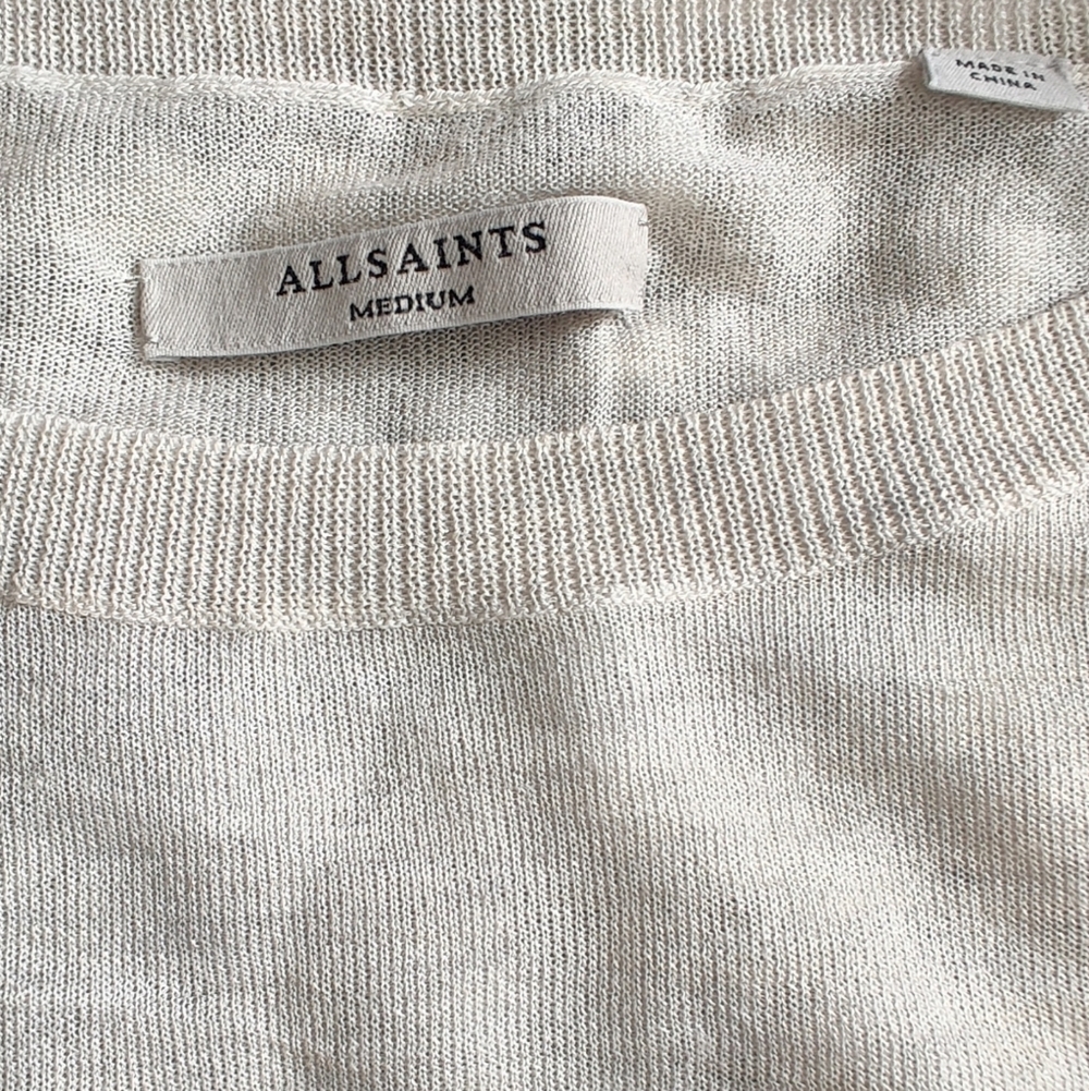 All Saints Mali Crew Neck Sweater In Light Gray Size Medium - Picture 7 of 8